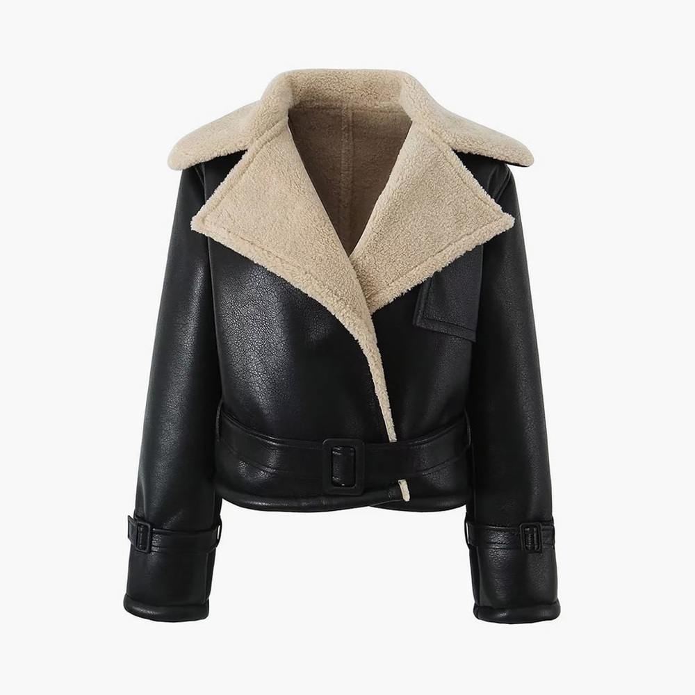 Too Blessed Sherpa Lined Shearling Leather Flight Jacket